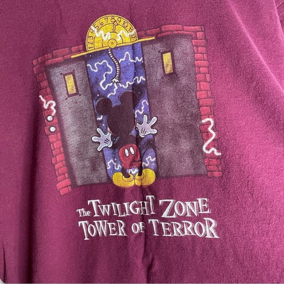 Vintage Disney Twilight Zone Tower Of Terror Mickey Mouse tshirt medium burgundy - Picture 4 of 7